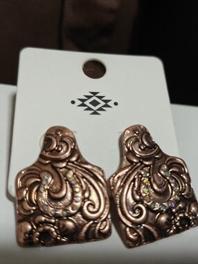 Copper-Tone Paisley Southwestern Statement Earrings - Women Jewelry